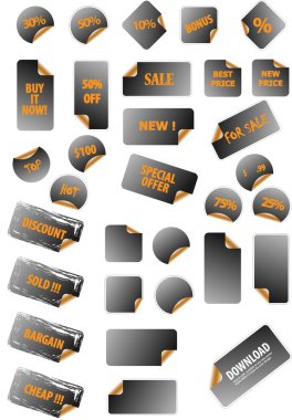 Collection of promotion vector labels. Different shapes, easy to clipart