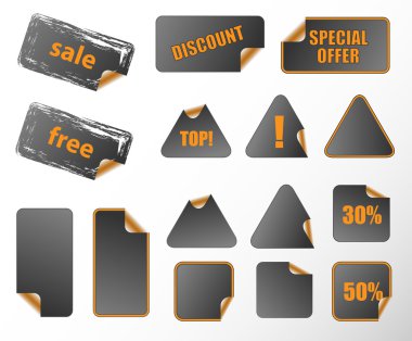 Collection of promotion vector labels. Different shapes, easy to clipart