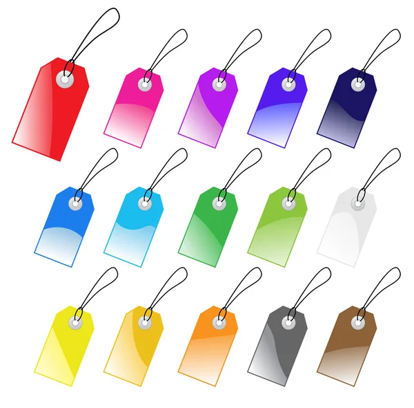 Set di tag vettoriali multicolori per il marketing design. Perfetto noi — Vettoriale Stock