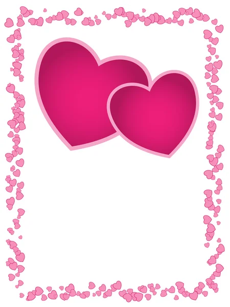 Vector card with pink hearts and empty space for greeting, weddi — Stock Vector