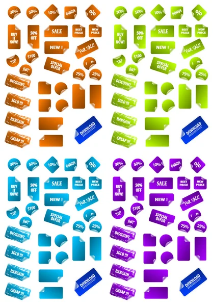 Colección de etiquetas de marketing pegajosas vector multicolor. Perfe. — Vector de stock