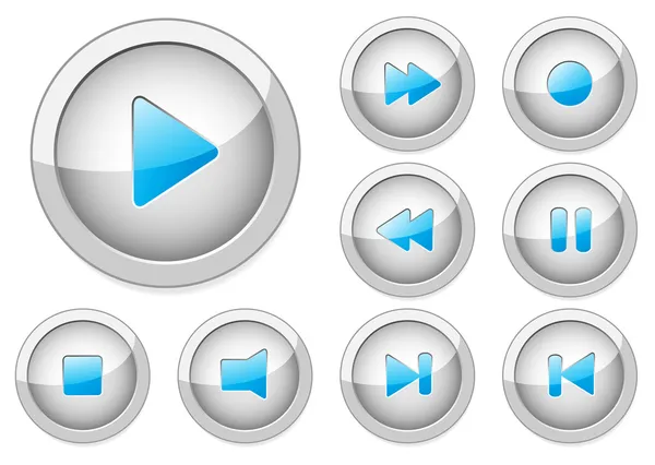 Conjunto de elegantes botones multimedia vectoriales. Aqua web 2.0. Más en — Vector de stock