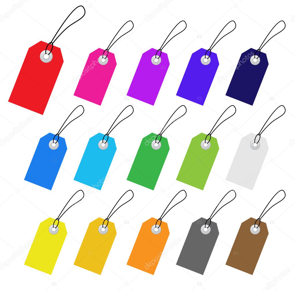 Set of multicolored vector tags for marketing design. Perfect us