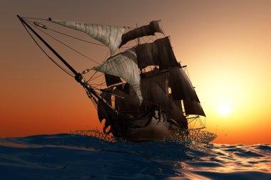 Sailboat in the sea. clipart