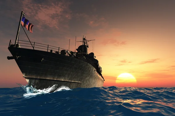 The military ship — Stockfoto