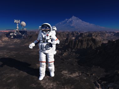 Astronaut on the banks of the world. clipart