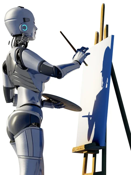 Robot konstnär. — Stockfoto