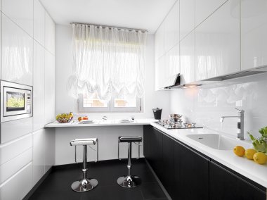 Modern white kitchen clipart
