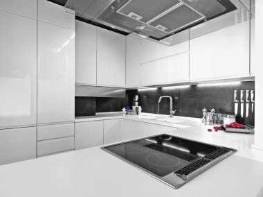 Modern white kitchen clipart