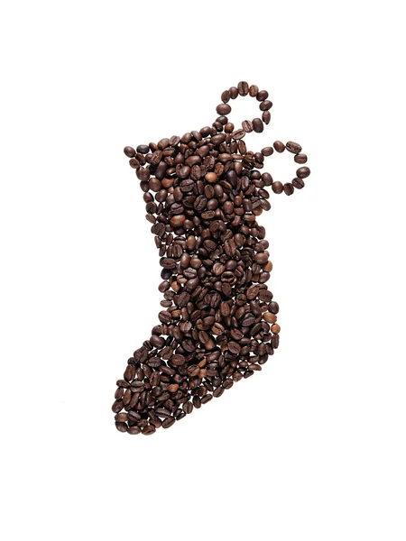 Socke aus Kaffeebohnen — Stockfoto