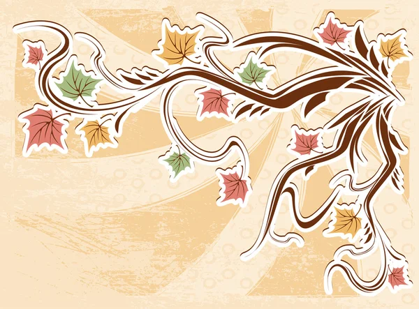 ベクトル ビンテージ秋の葉の背景 — ストックベクタ