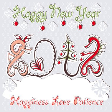 New Year 2012 dragons greeting vector card clipart