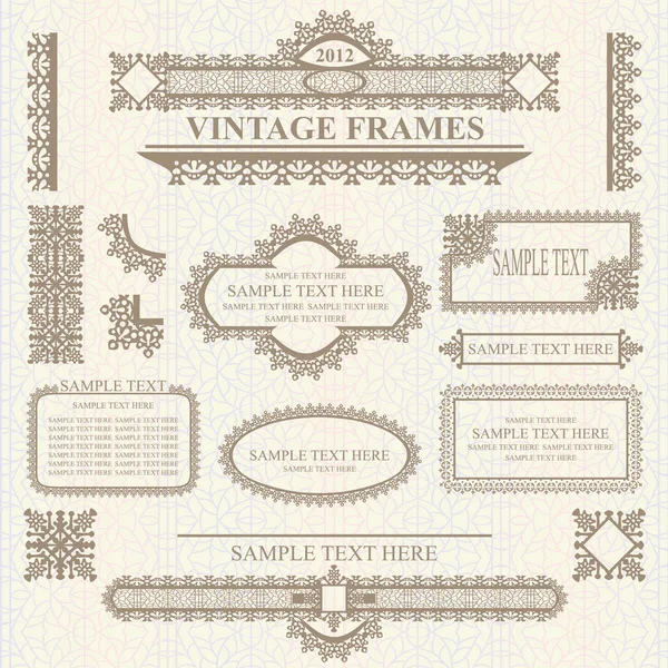 Conjunto de elementos de diseño: etiquetas, bordes, marcos — Archivo Imágenes Vectoriales