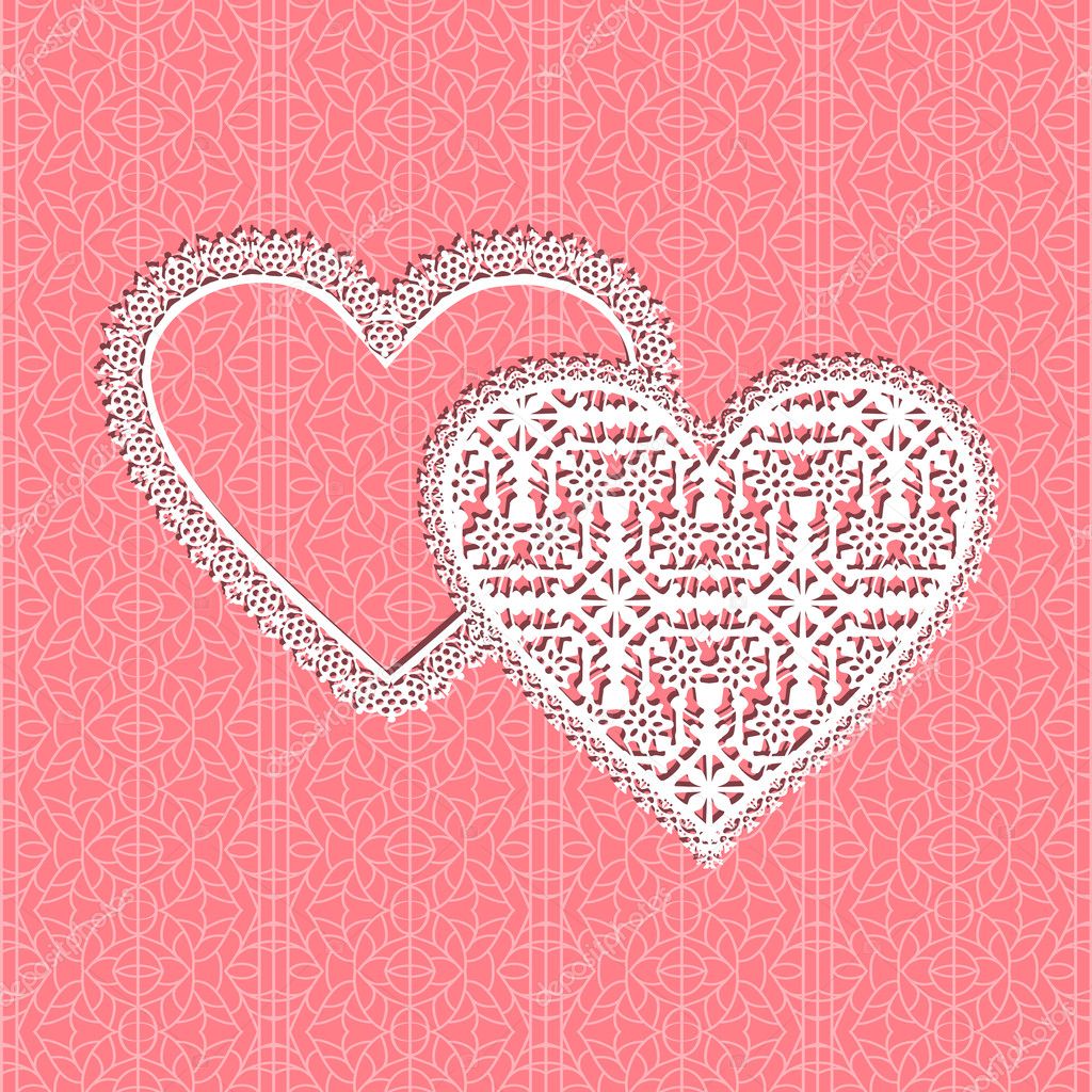 Download Lace heart vector frame with floral pattern on lace ...