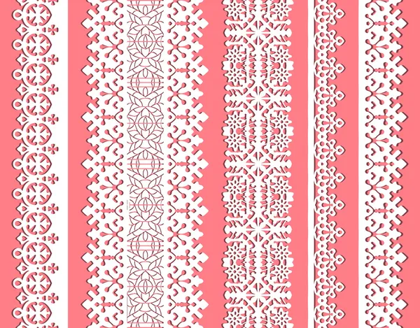 Cute straight seamless lace vector set — Stock Vector