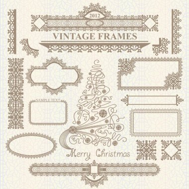 Christmas vector vintage elements set. clipart
