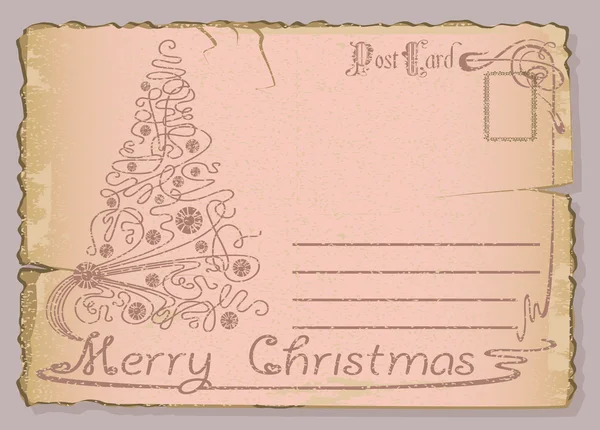 Cartão postal vintage com Natal e Ano Novo . — Vetor de Stock