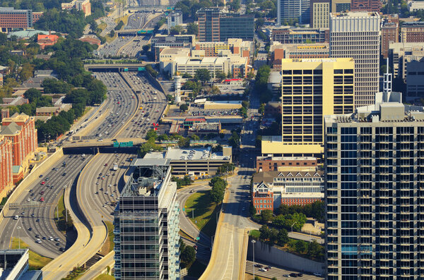 Interstate 85 winds through downtown Atlanta, Georgia, USA.