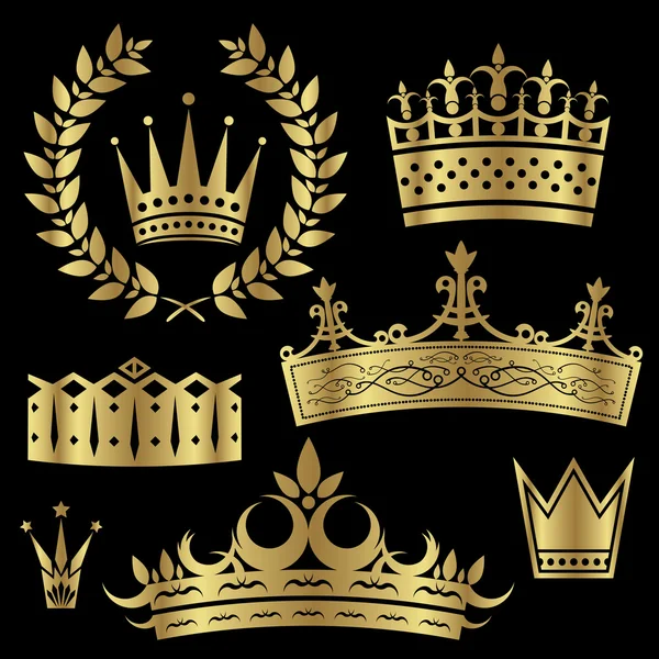 stock vector Gold Crowns Set