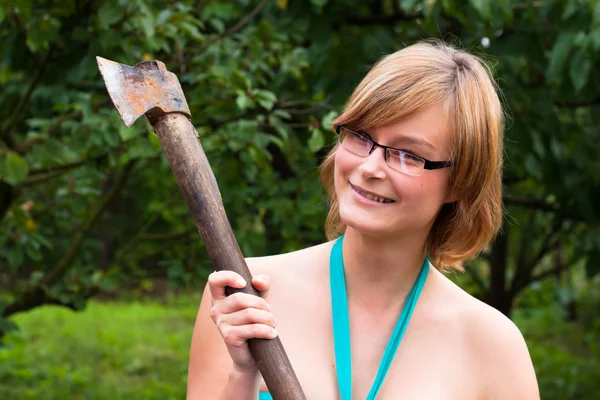 stock image Woman with axe