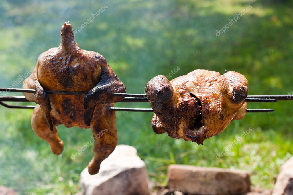 Poulets grillés entiers image libre de droit par JanMika © #7222223
