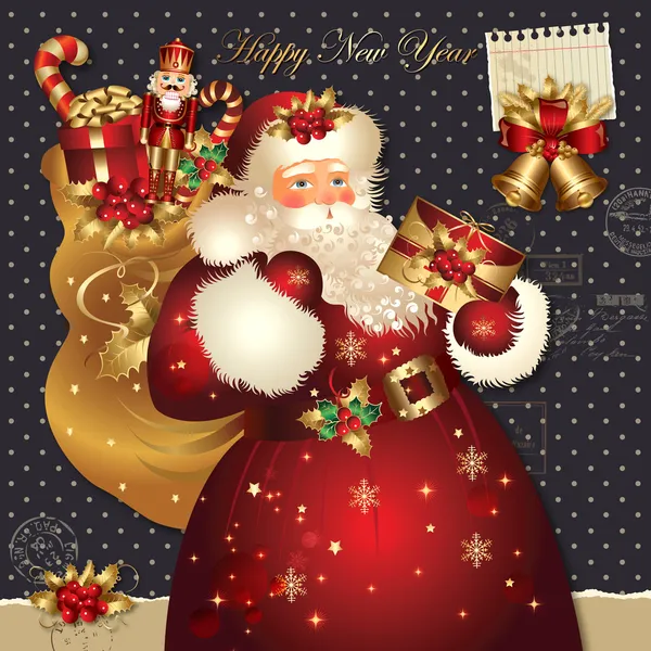 Ilustración de Navidad con Santa Claus — Vector de stock