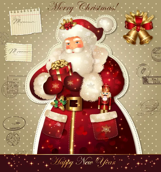 Ilustración de Navidad con Santa Claus — Archivo Imágenes Vectoriales