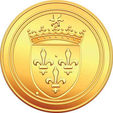 Vector gold coin French ecu obverse clipart