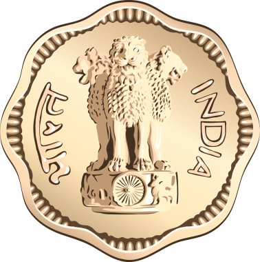 Vector Indian money coin with lions clipart