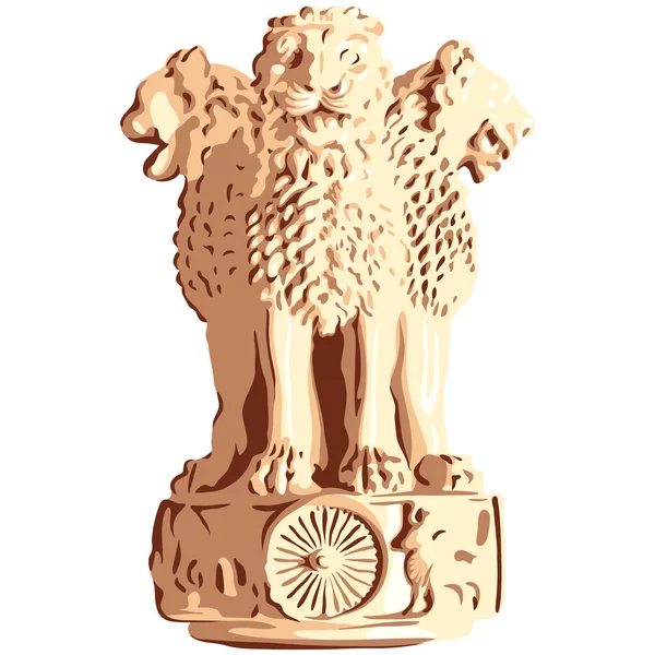 アショカ ライオンズのベクトル インドの紋章 — ストックベクタ