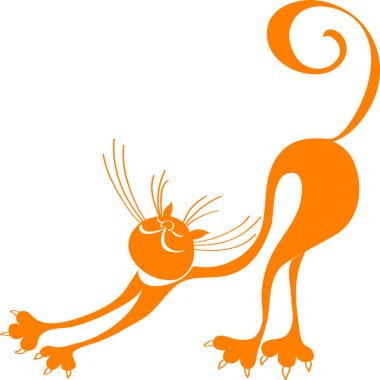 Vector ginger cat stretches himself clipart