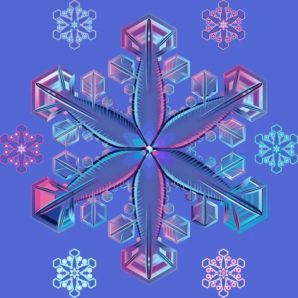 Fiocco di neve trasparente blu vettoriale — Vettoriale Stock