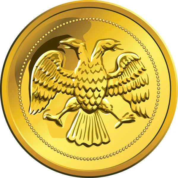 Vector gold coin, ruble money Rossian — Stock Vector
