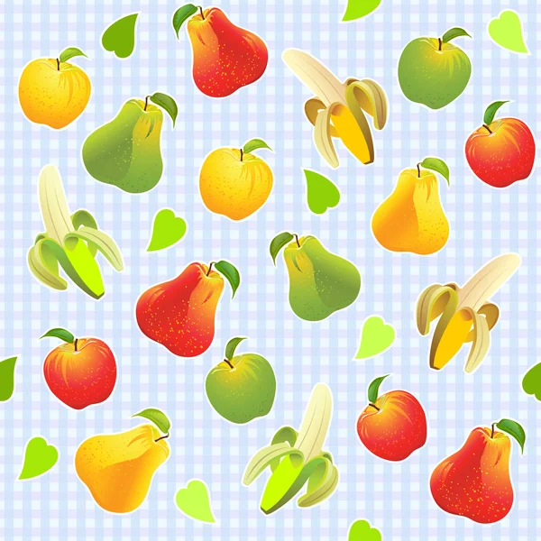 Vector seamless pattern with different fruits — Stock Vector