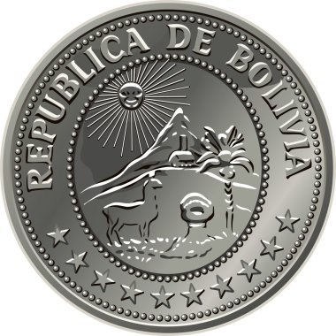 Vecor Bolivian money silver coin centavo fifty clipart