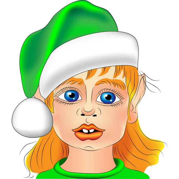 Vektorový portrét closeup vánoční skřítek — Stockový vektor