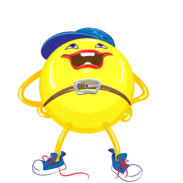 Vektor-Cartoon lustig rund lächelnd hell gelb gefärbtes Monster — Stockvektor