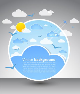 Round blank with clouds and sun clipart