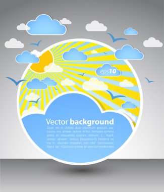 Round blank with clouds and sun clipart