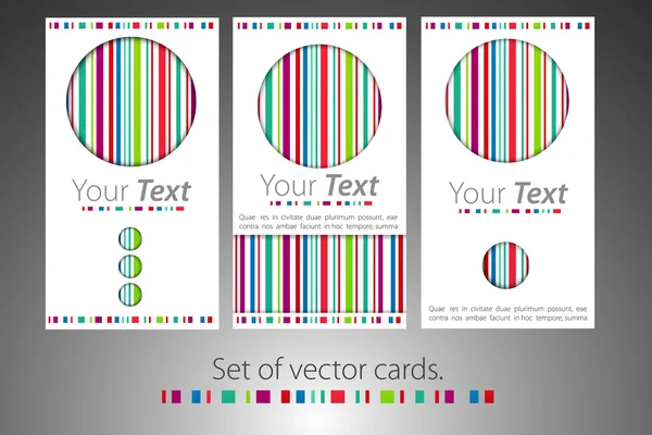 Satz Visitenkarten mit farbigen Linien — Stockvektor
