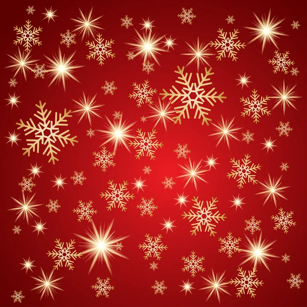 Astratto sfondo natalizio con i fiocchi di neve dorati — Vettoriale Stock