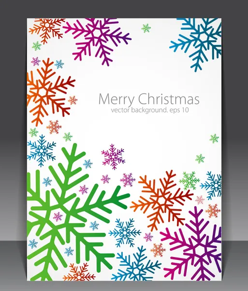 Blanc de Noël abstrait avec les flocons de neige colorés — Image vectorielle