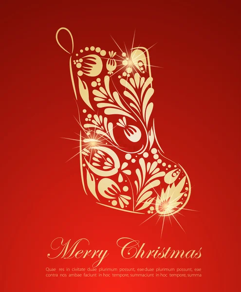 Золотой рождественский носок — стоковый вектор