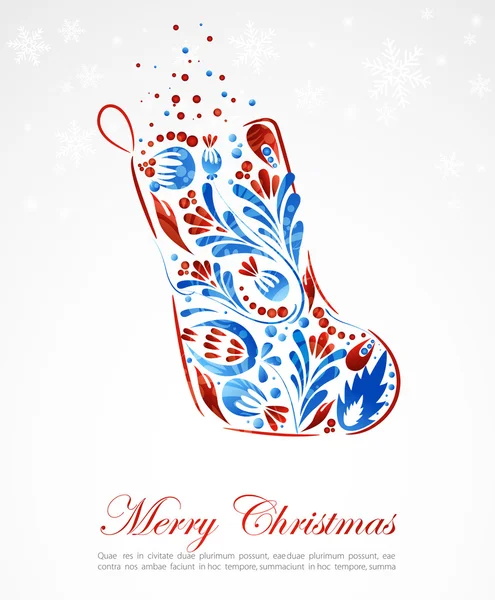 花のベクトル クリスマス靴下 — ストックベクタ