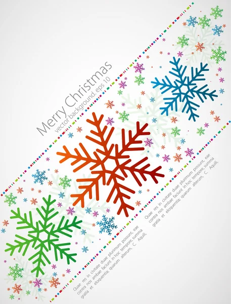 Fundo de Natal abstrato. Flocos de neve de cor em um fundo cinza . — Vetor de Stock