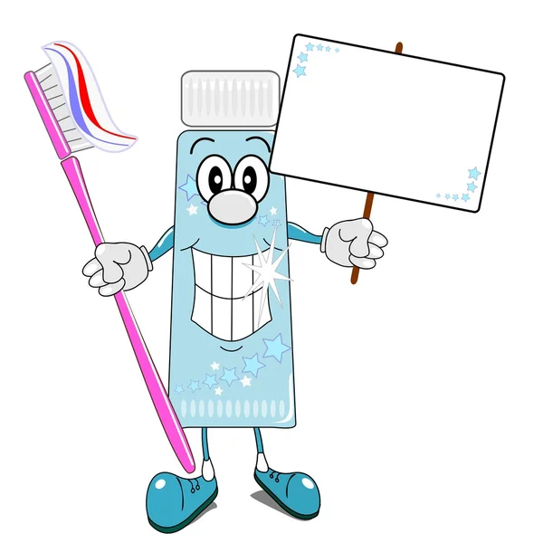 Pasta de dentes e escova de dentes desenhos animados — Vetor de Stock