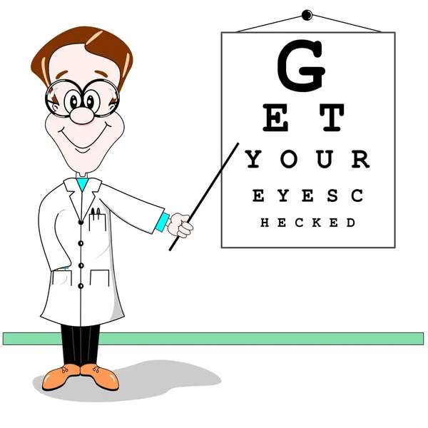 Optician eye test cartoon — Stock Vector