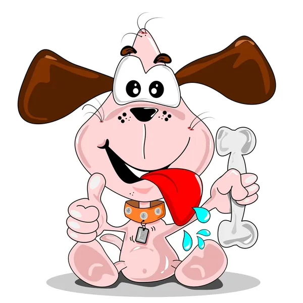 Cartoon hond met een bot — Stockvector