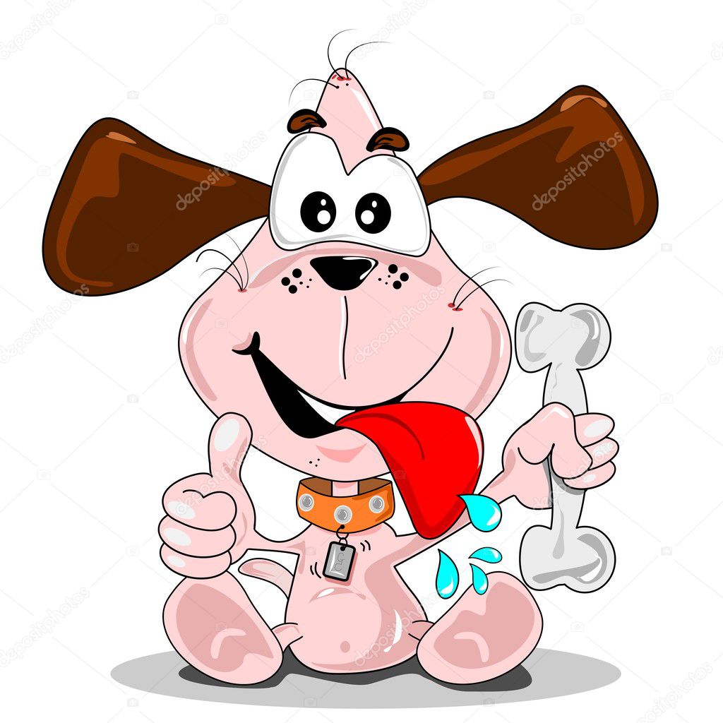 Cartoon dog with a bone Stock Vector Image by ©gcpics #6962900