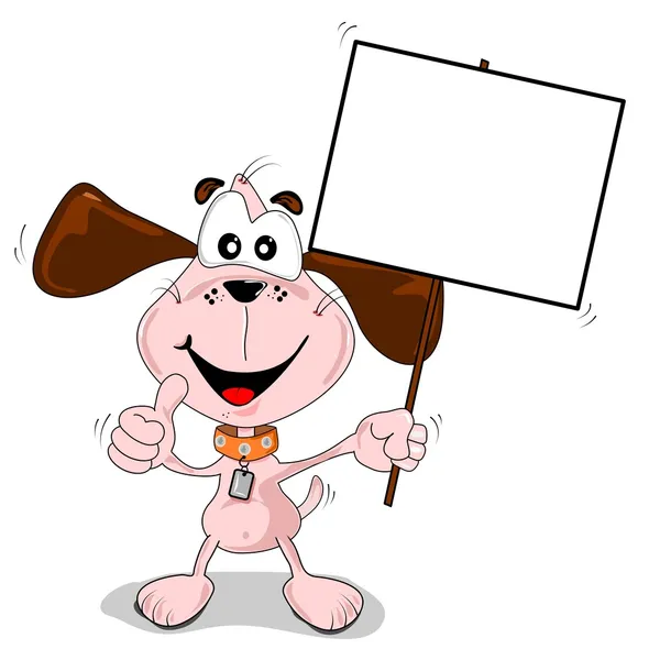 Tecknad hund håller ett tomt plakat — Stock vektor